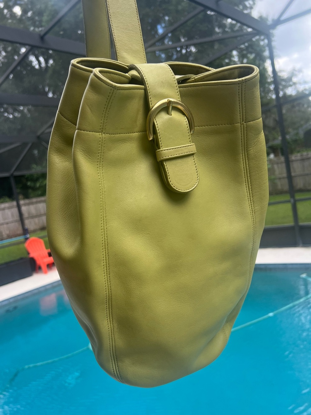 Lime Green coach soho sling backpack 4160 Vintage leather 90’s bag RARE